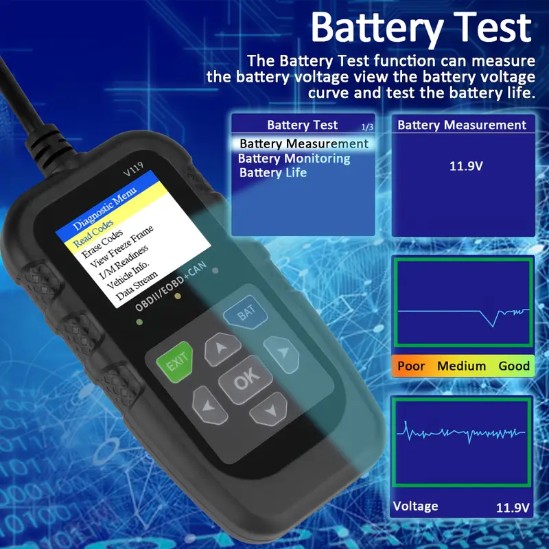 V119 OBD2 Scanner Code Reader  - Logic Analyzer Usb recension och pris